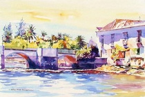 Clive Cook's painting of Tavira bridge